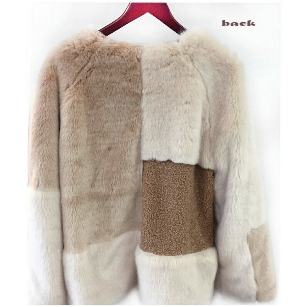 FOR THE REPUBLIC Chic Faux Mixed Fur Jacket Coat - Picture 5 of 12
